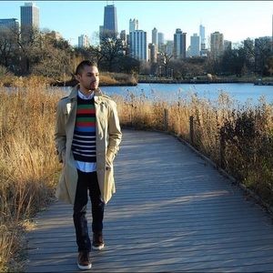 H&M Multicolor nautical silk/cotton blend sweater, size small